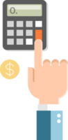 business hand with calculator png