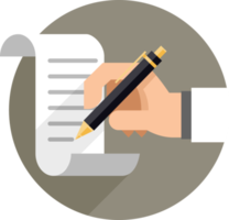 Hand and pen symbol flat icon png