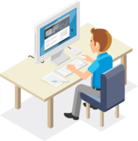 Working people isometric flat color png