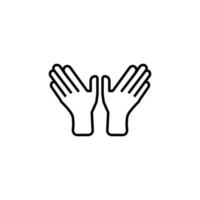 Outstretched Hands Isolated Line Icon. Editable stroke. Vector sign for adverts, stores, shops, articles, UI, apps, sites. Minimalistic sign drawn with black line