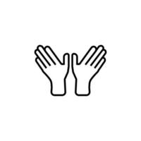 Outstretched Hands Isolated Line Icon. Editable stroke. Vector sign for adverts, stores, shops, articles, UI, apps, sites. Minimalistic sign drawn with black line