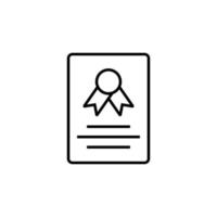 Award Ribbon on Piece of Paper Isolated Line Icon. Editable stroke. Vector sign for adverts, stores, shops, articles, UI, apps, sites. Minimalistic sign drawn with black line.