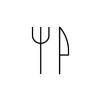 Fork and Spoon Isolated Line Icon. Editable stroke. Vector sign for adverts, stores, shops, articles, UI, apps, sites. Minimalistic sign drawn with black line