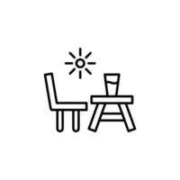 Outdoor Cafe Isolated Line Icon. Editable stroke. Vector sign for adverts, stores, shops, articles, UI, apps, sites. Minimalistic sign drawn with black line