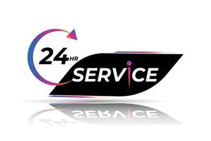 24hr Service with circle arrow for vector illustration.