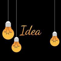 Idea text with bulb vector illustration