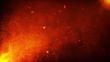 Fire dust particles wiht orange smoke cloud background video