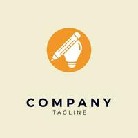 creative idea logo design template with pencil and lamp icon vector