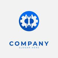 Logo design template with settings icon vector