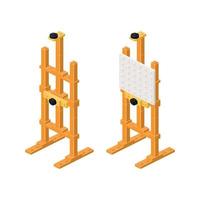 Easels made of plastic blocks in isometric style for printing and decoration. Vector illustration.