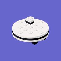 Robot vacuum cleaner, a gadget assembled from plastic cubes in isometry. Vector clipart