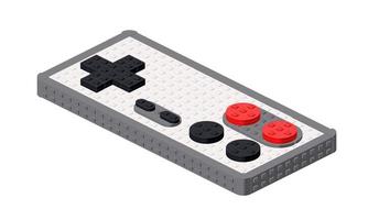 Retro gamepad 90s isometric on white background. Vector illustration