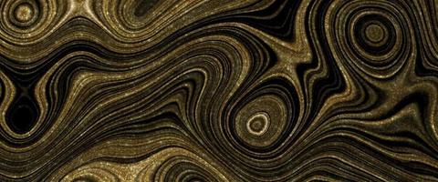 Beautiful black luxury background with golden line on dark. Liquid waves and stains. Black and gold abstract fluid art. vector