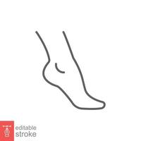 Foot, ankle line icon. Outline style can be used for web, mobile, ui. Pain, hip, ortho, anatomy, body, care concept. Vector logo illustration isolated on white background. Editable stroke EPS 10.