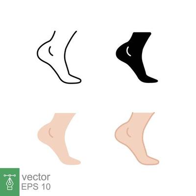 Foot, ankle icon in different style. Set of ankle sign vector icons designed in filled outline, line, glyph and solid style. Vector illustration isolated on white background. EPS 10.