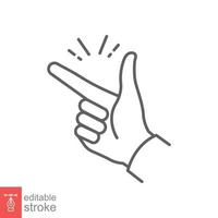 Easy icon. Simple outline style. Finger snapping line sign. Editable stroke vector illustration isolated on white background. EPS 10.