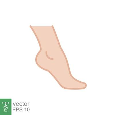 Foot, ankle coloured icon. Filled outline style can be used for web, mobile, ui. Pain, hip, ortho, anatomy, body, care concept. Vector logo illustration isolated on white background. EPS 10.