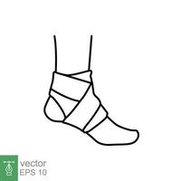 Foot, ankle wrap line icon. Outline style can be used for web, mobile, ui. Pain, hip, ortho, anatomy, body, care concept. Vector logo illustration isolated on white background. EPS 10.