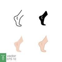 Foot, ankle icon in different style. Set of ankle sign vector icons designed in filled outline, line, glyph and solid style. Vector illustration isolated on white background. EPS 10.