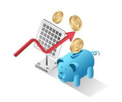 Flat isometric 3d illustration concept of electricity, solar energy can be more efficient vector