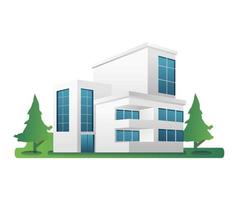Flat isometric 3d illustration concept business office minimalist building vector