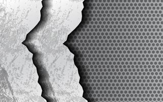 Crack metal silver with black carbon background vector
