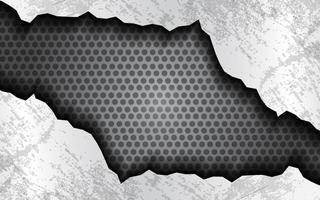 Crack metal silver with black carbon background vector