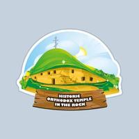 Cartoon Illustration of Orthodox temple in the rock. vector