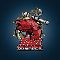 An illustration for printing on a T-shirt with a fishing theme with the words Red Snapper vector