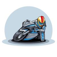 ilustración de un corredor en una motocicleta en un giro vector