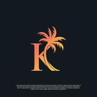 Logo  design with combynation letter K palm logo Premium Vector