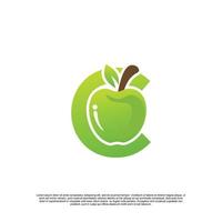 Letter C logo design with fruit template fresh logo Premium Vector