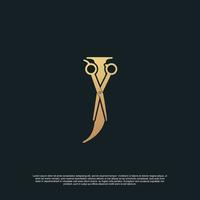Creative letters J with combination simple scissors Premium Vector