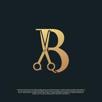 Creative letters B with combination simple scissors Premium Vector