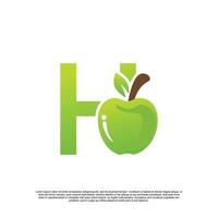 Letter H logo design with fruit template fresh logo Premium Vector