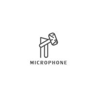 plantilla de vector de icono de logotipo plano simple de micrófono
