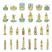 Burning candle set. Doodle illustration. Hand drawn clipart for card, logo, design vector