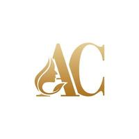 Initial AC face beauty logo design templates vector