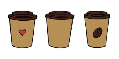 Cute cup of tea or coffee illustration. Simple cup clipart. Cozy home doodle set vector