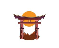 Japanese gateway Torii isolated on white background. vector