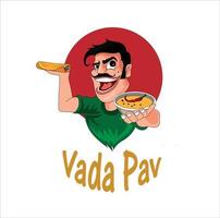 Man selling Vada Pav cartoon vector illustration