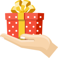 Hand holding gift box png