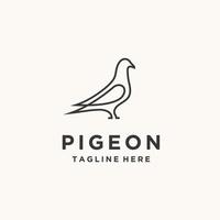 Pigeon bird line art logo design illustration vector