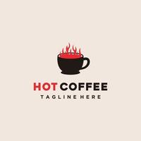 diseño del logotipo del café, llama y gráfico del logotipo de la taza de la taza de café vector