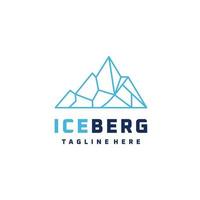 iceberg, ilustración de logotipo de arte de línea de montaña de piedra de pico de hielo vector