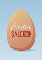 Easter sale. Large chicken egg in natural color with text. Vector illustration for the spring holiday. For banner, poster, flyer
