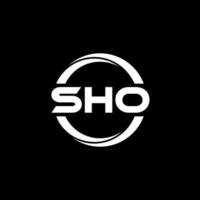 SHO letter logo design in illustration. Vector logo, calligraphy designs for logo, Poster, Invitation, etc.