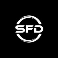 SFD letter logo design in illustration. Vector logo, calligraphy designs for logo, Poster, Invitation, etc.