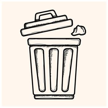 icono de escritorio de papelera vacía esbozado. elemento de diseño de garabato en vector