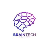 Brain Technology Logo Design Illustration. Digital Technology. Brain Logo Template. vector illustrator